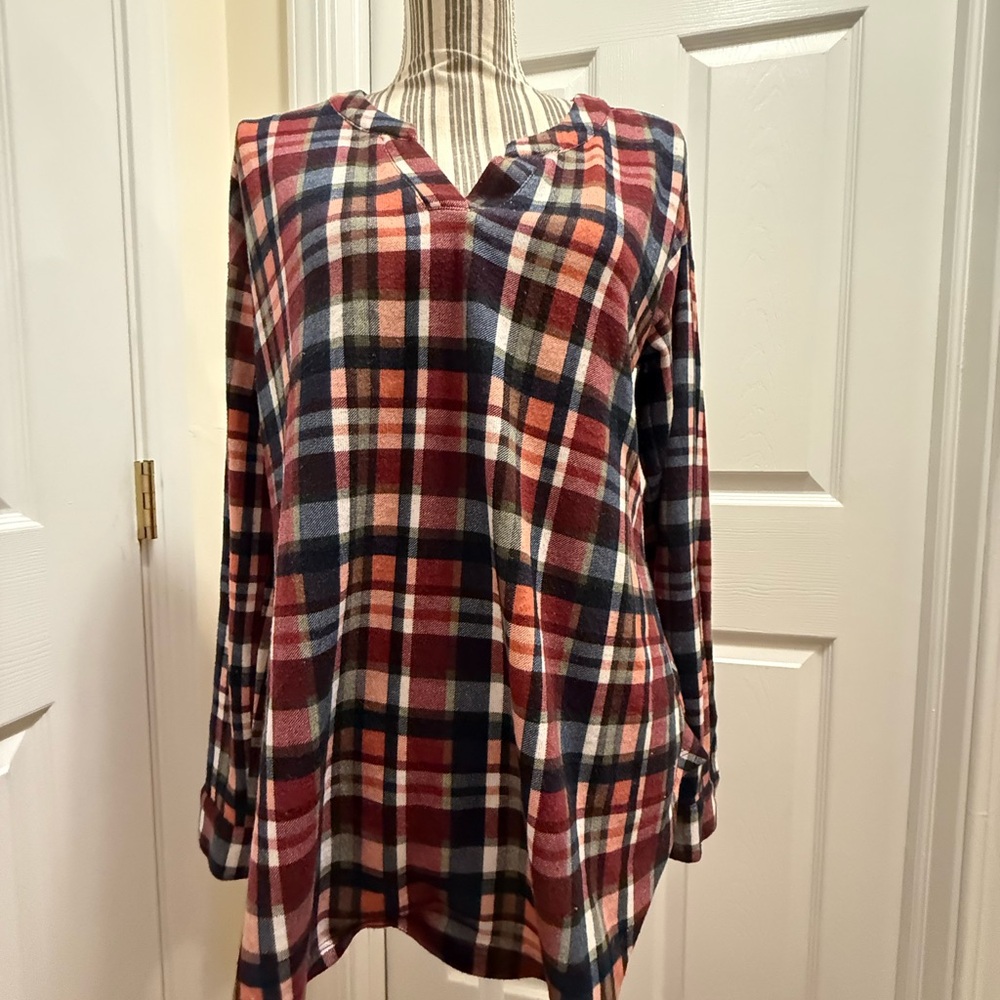 Plaid Long Sleeve Women's Top Grace and Lace